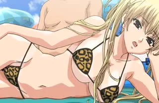 Sexy cartoon whores are fucked on the beach in bikini
