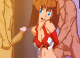 Young hentai couple teasing each other in the bedroom
